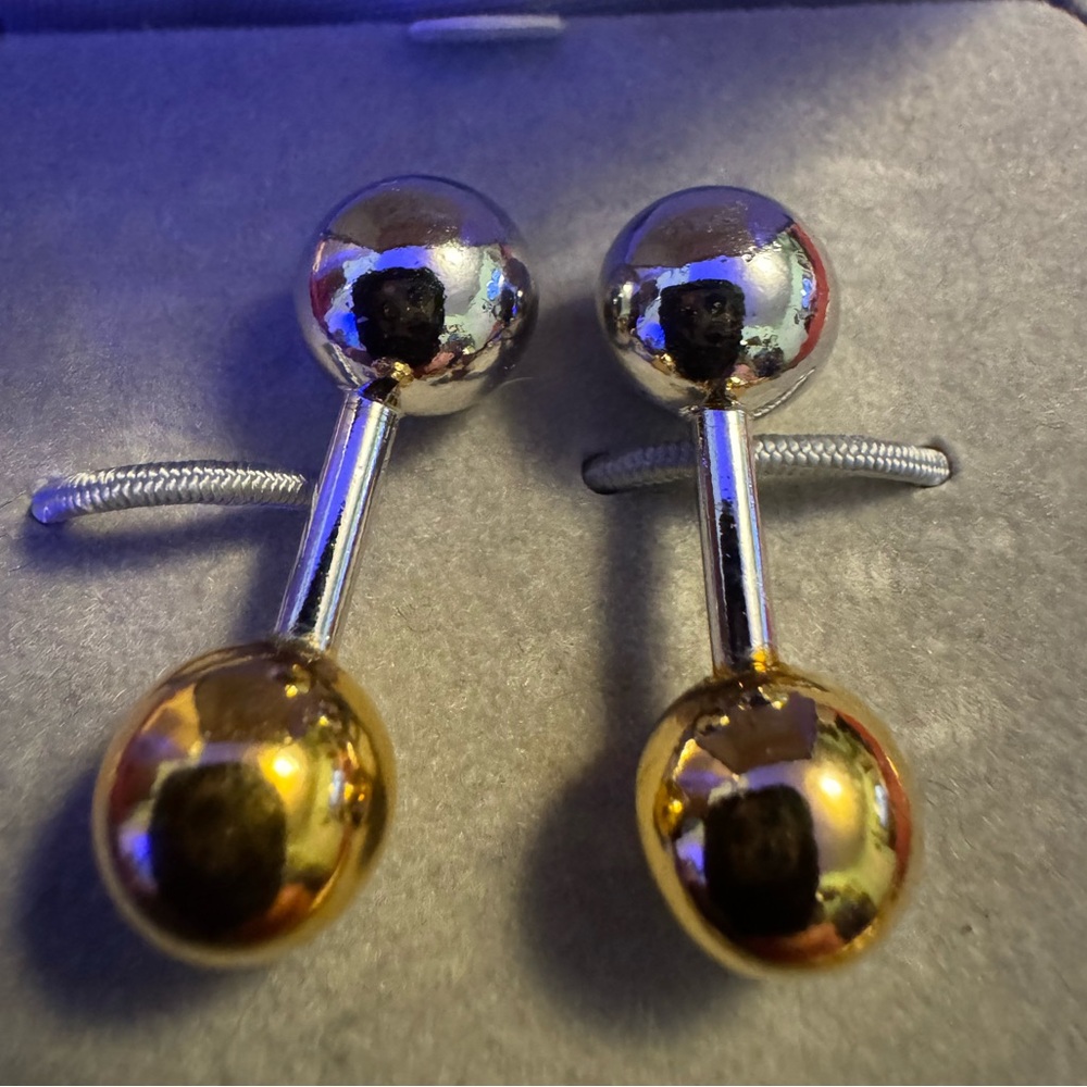 Men’s Dumbbell Style Two Tone Cuff Links